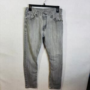 Levis Signature Mens 30x32 Gray Distressed Stain Tapered Leg Denim Jeans